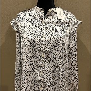 Calvin Klein Jeans Women’s Black & White Zebra striped Long Sleeve Blouse